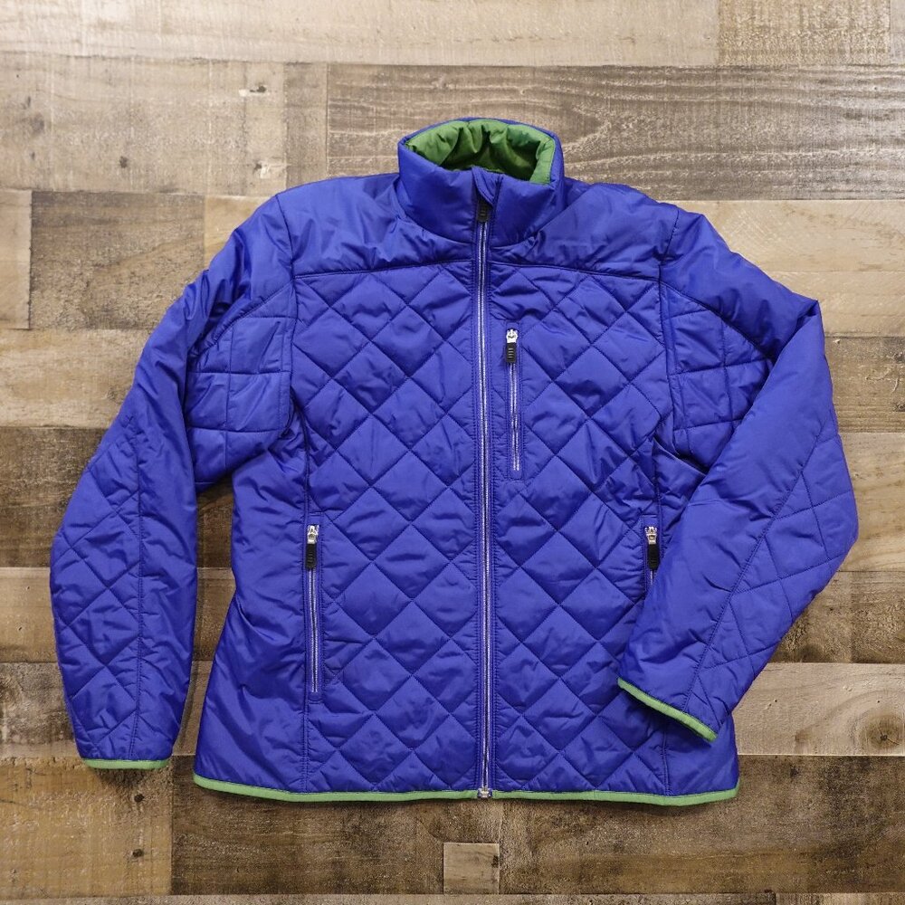 Lands’ End PrimaLoft Quilted Jacket Women’s Small Blue Green Insulated